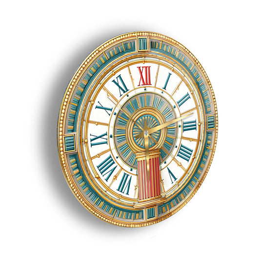 Antik Desenler Cam Duvar Saati