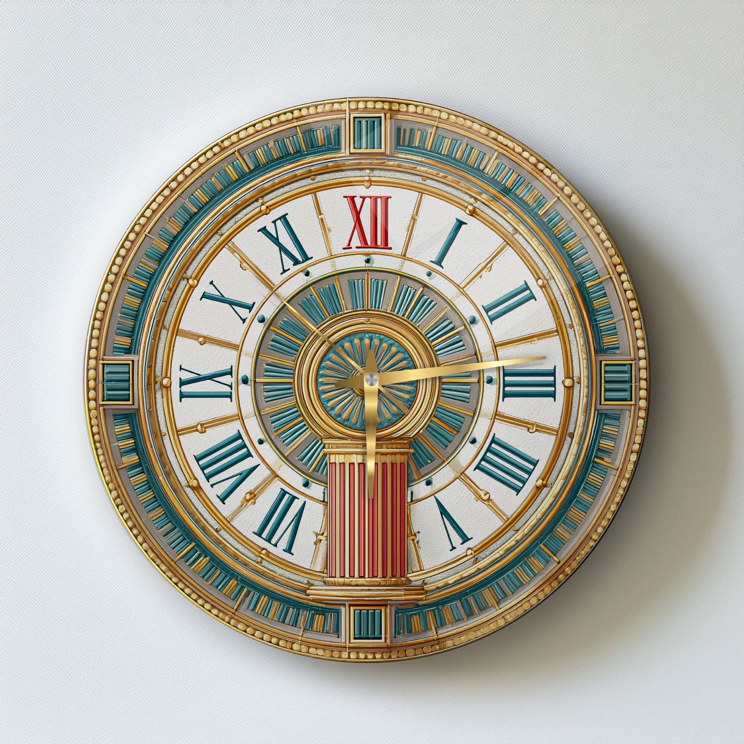 Antik Desenler Cam Duvar Saati