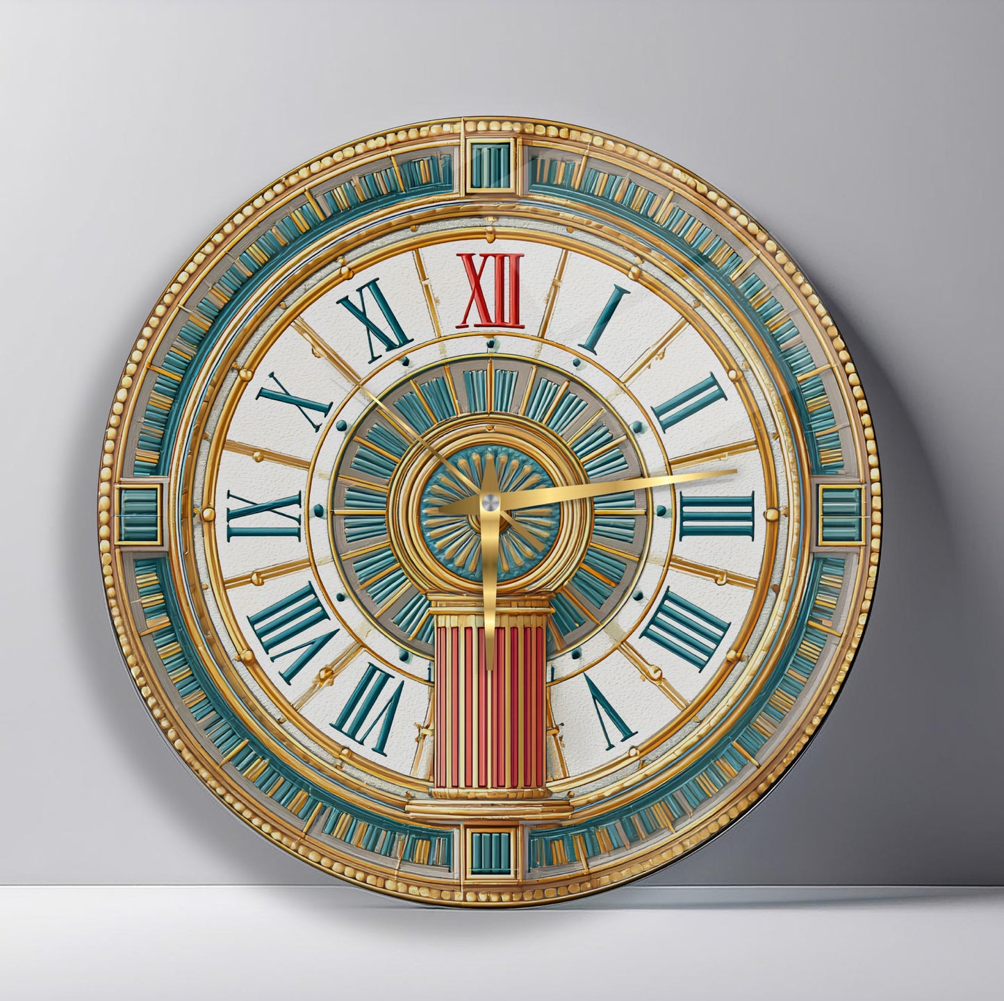 Antik Desenler Cam Duvar Saati