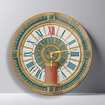 Antik Desenler Cam Duvar Saati