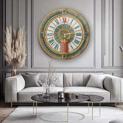 Antik Desenler Cam Duvar Saati