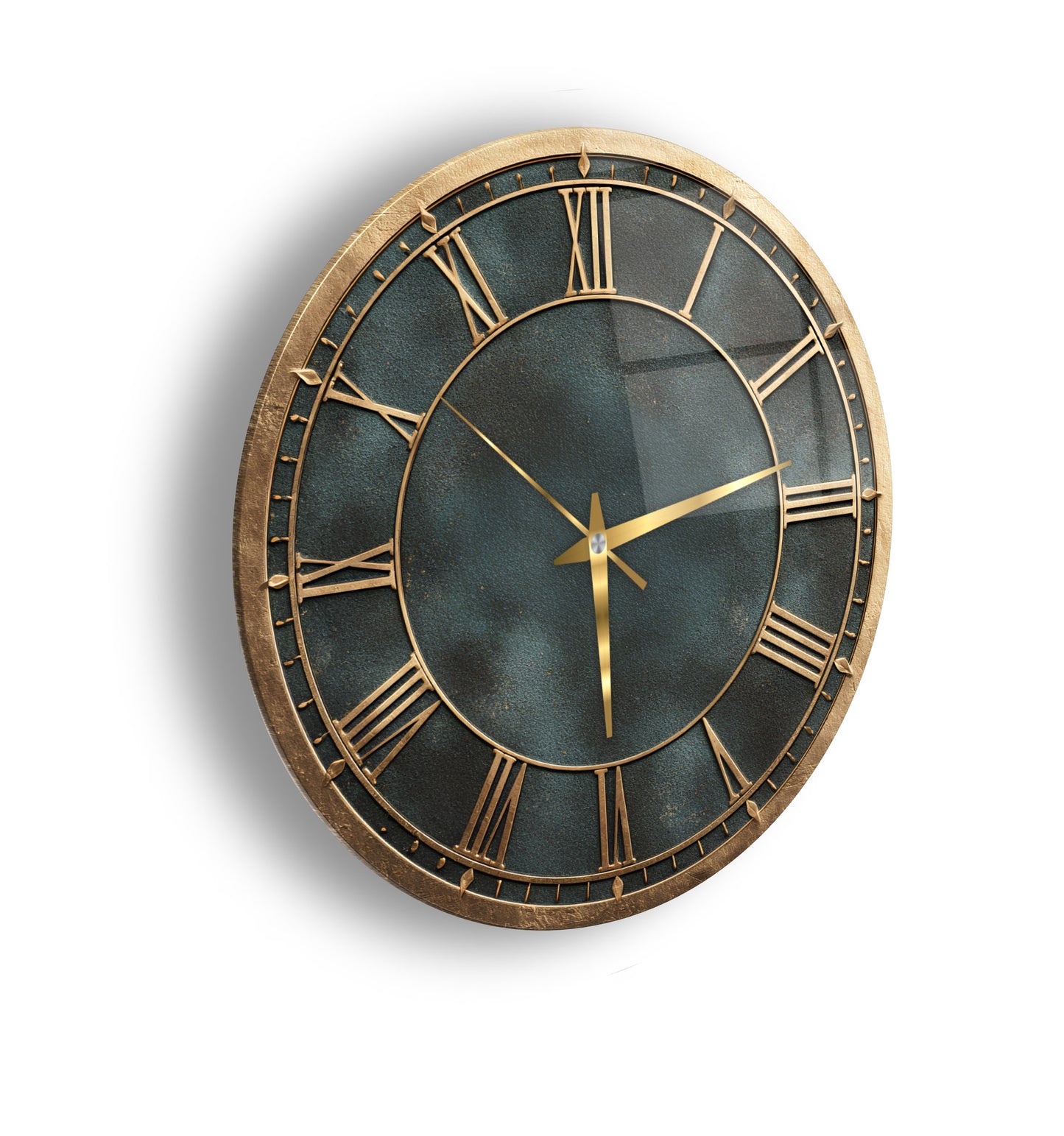 Yeşil Gold Cam Duvar Saati