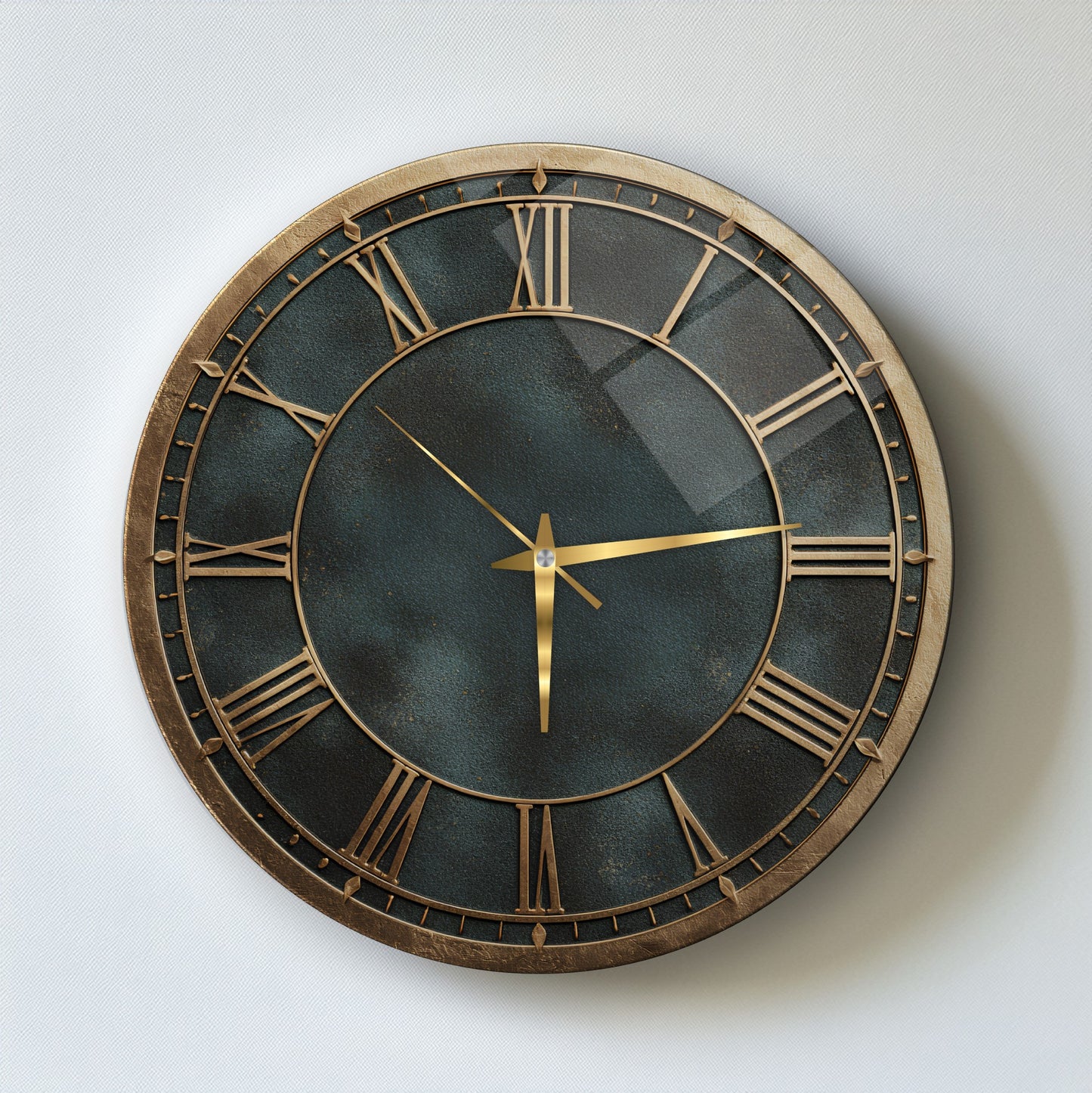 Yeşil Gold Cam Duvar Saati