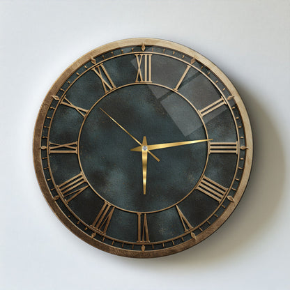 Yeşil Gold Cam Duvar Saati