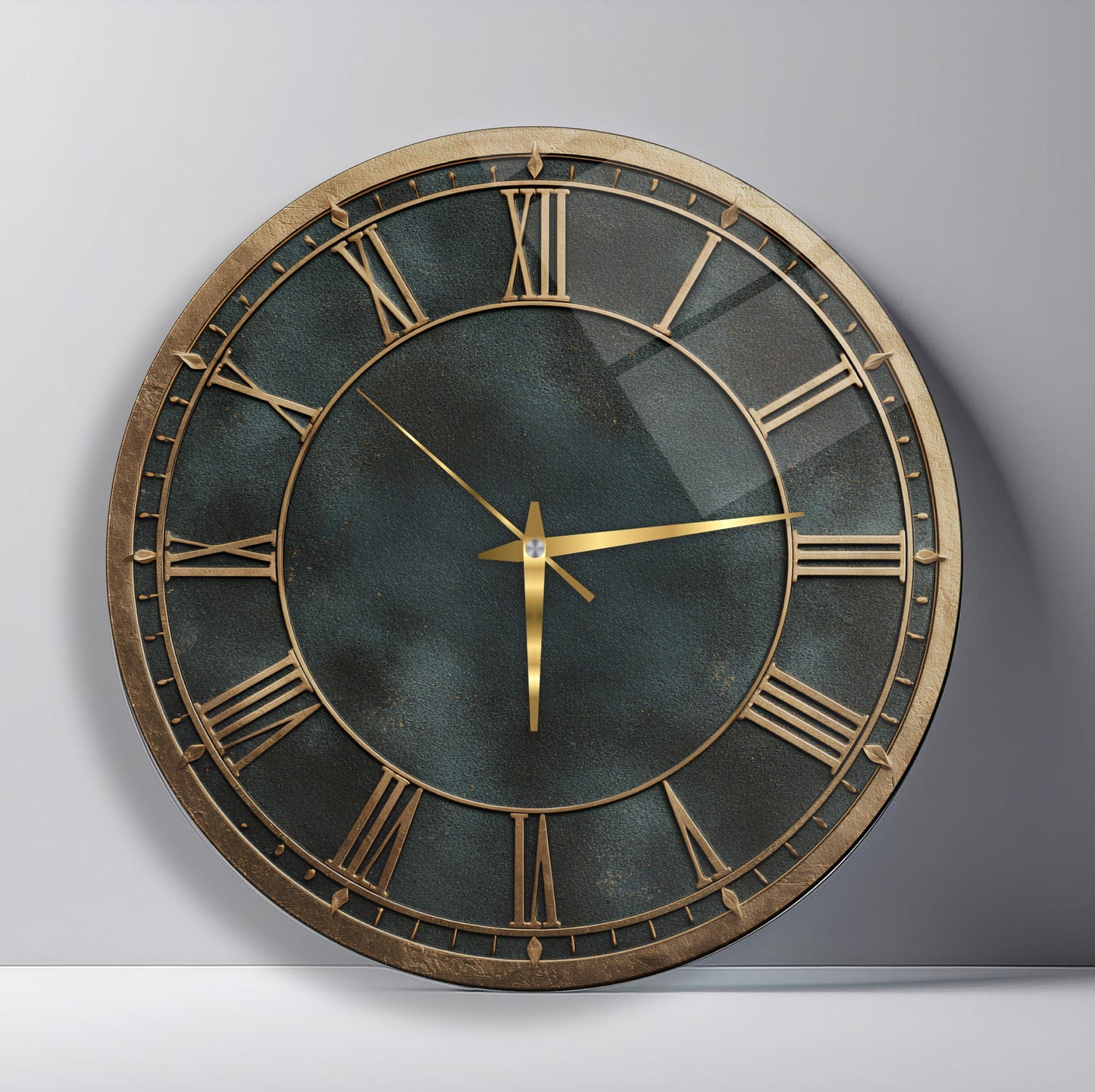 Yeşil Gold Cam Duvar Saati