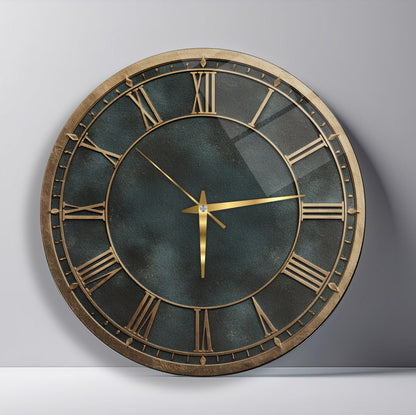 Yeşil Gold Cam Duvar Saati