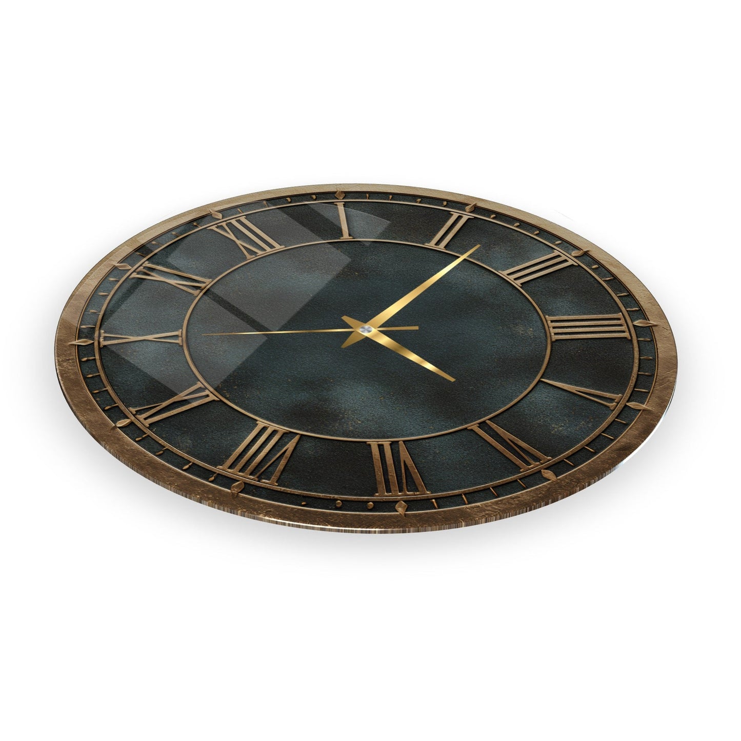 Yeşil Gold Cam Duvar Saati