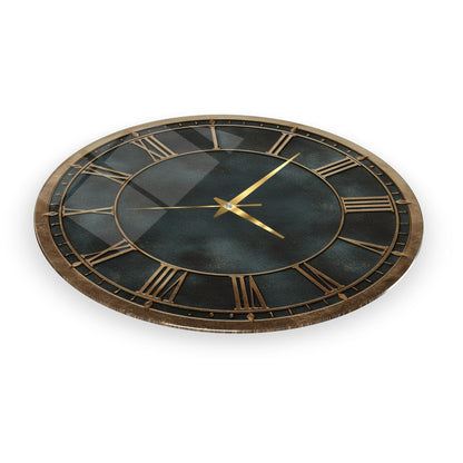 Yeşil Gold Cam Duvar Saati