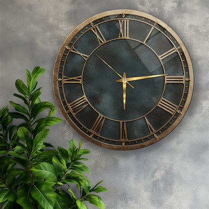 Yeşil Gold Cam Duvar Saati