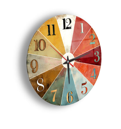 Retro Renkler Cam Duvar Saati