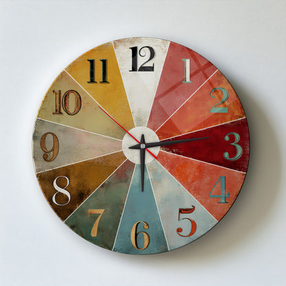 Retro Renkler Cam Duvar Saati