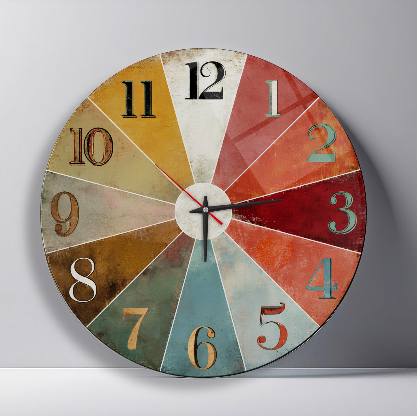 Retro Renkler Cam Duvar Saati