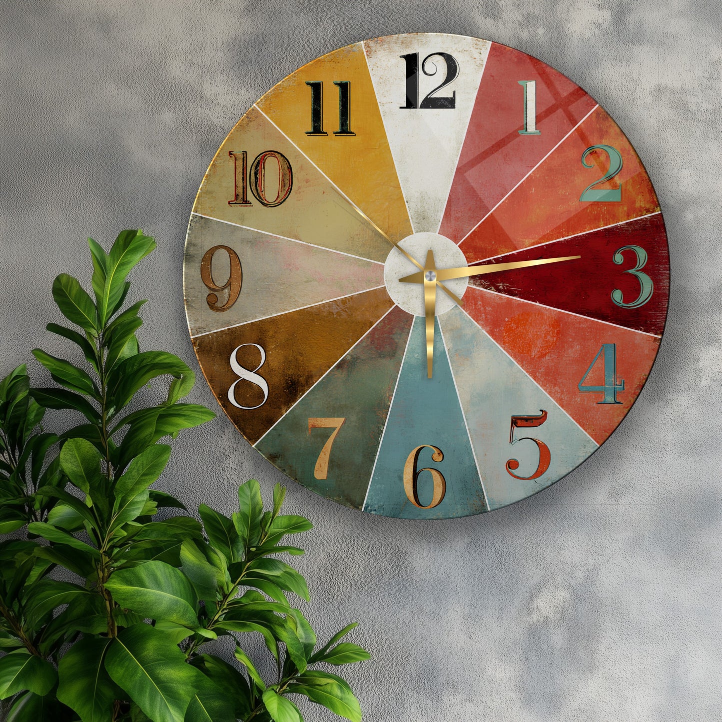 Retro Renkler Cam Duvar Saati