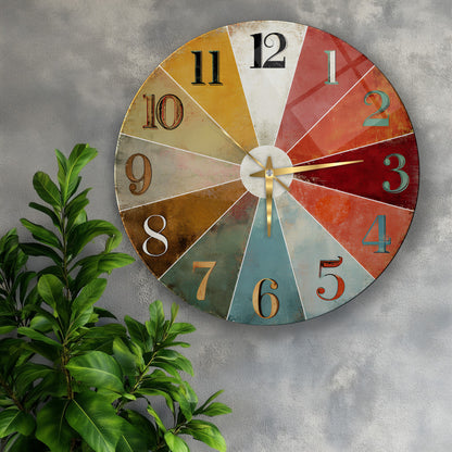 Retro Renkler Cam Duvar Saati