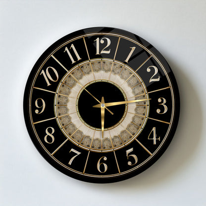 Klasik Siyah Gold Cam Duvar Saati
