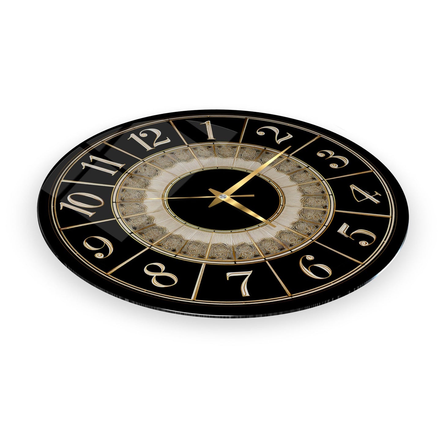 Klasik Siyah Gold Cam Duvar Saati