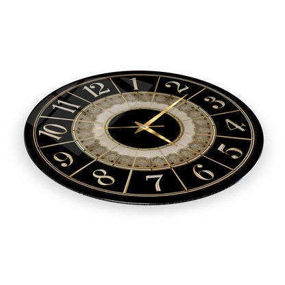 Klasik Siyah Gold Cam Duvar Saati