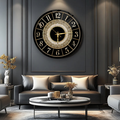 Klasik Siyah Gold Cam Duvar Saati