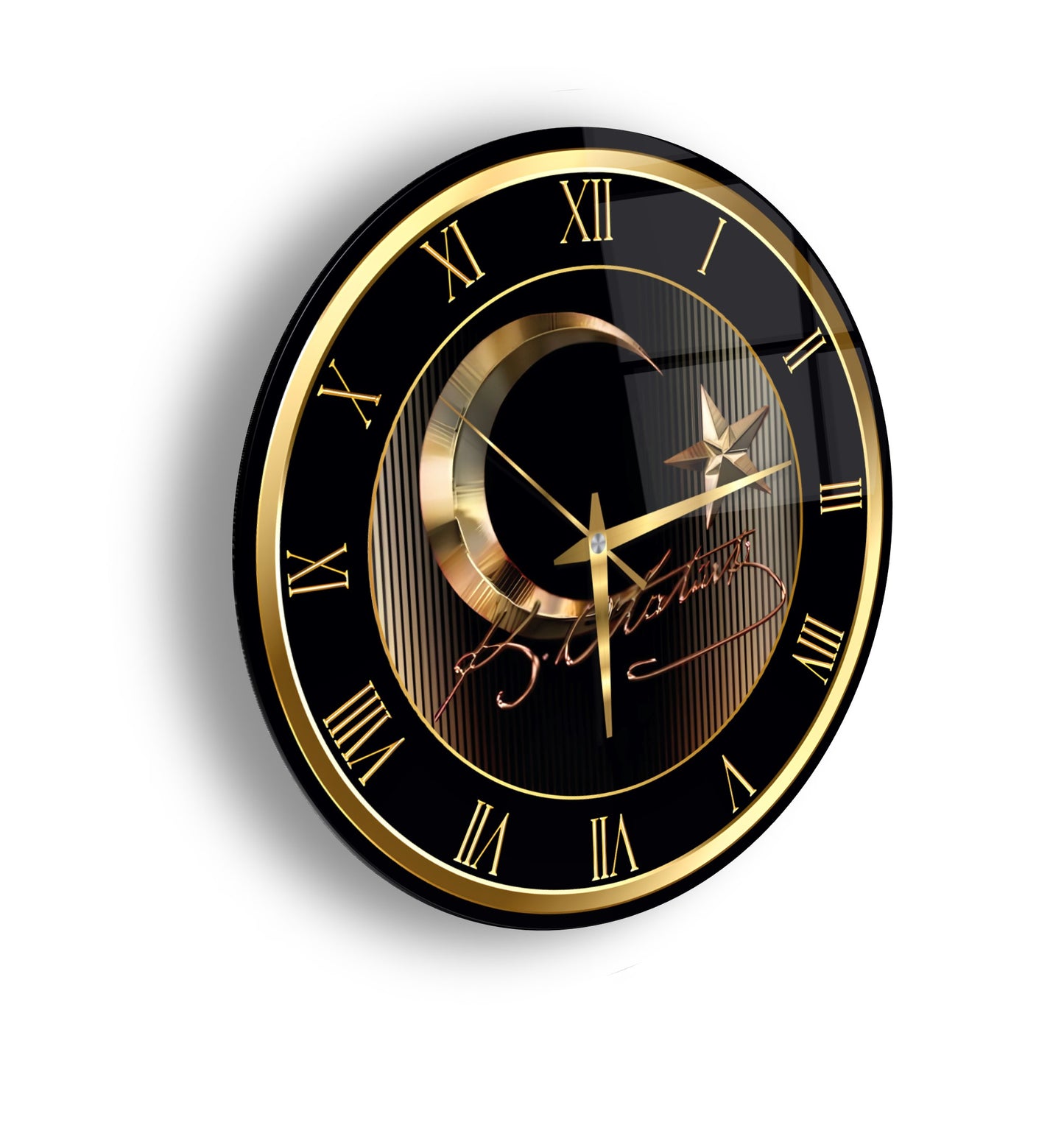 Gold Bayrak Cam Duvar Saati