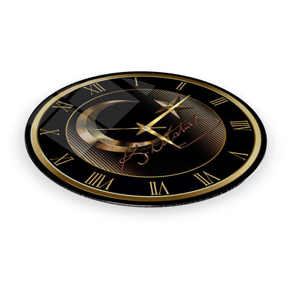 Gold Bayrak Cam Duvar Saati