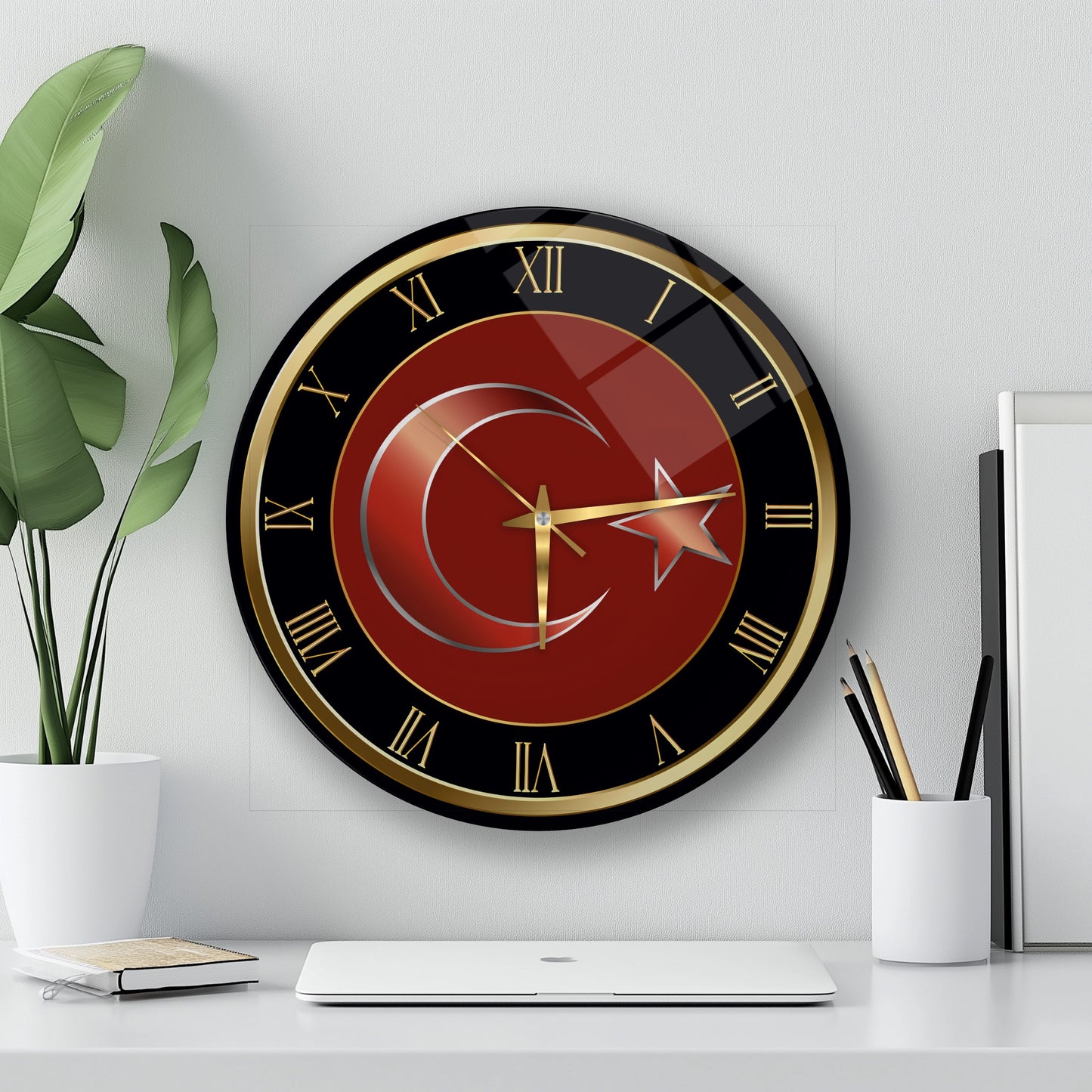 Bayrak Cam Duvar Saati