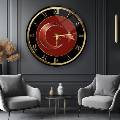 Bayrak Cam Duvar Saati