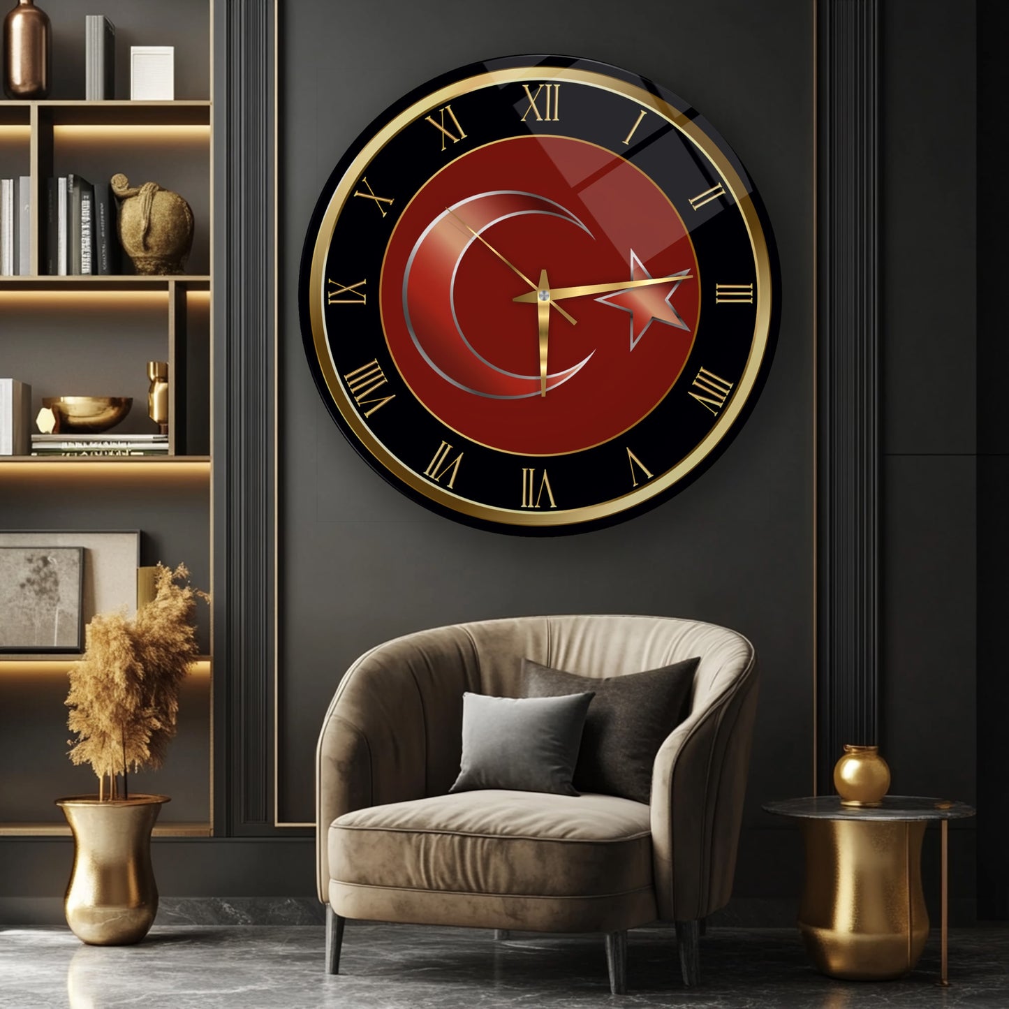 Bayrak Cam Duvar Saati