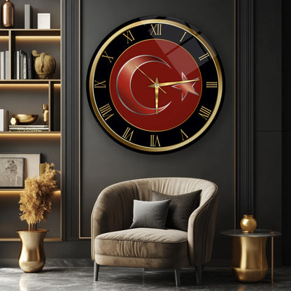 Bayrak Cam Duvar Saati