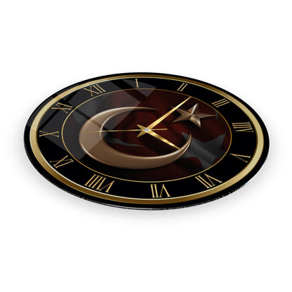 Gold Bayrak Cam Duvar Saati