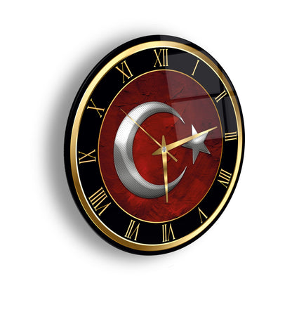 Bayrak Cam Duvar Saati