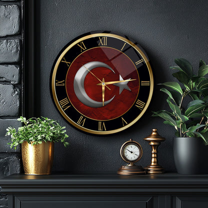Bayrak Cam Duvar Saati