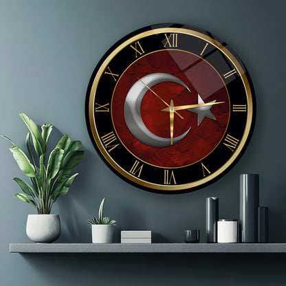 Bayrak Cam Duvar Saati