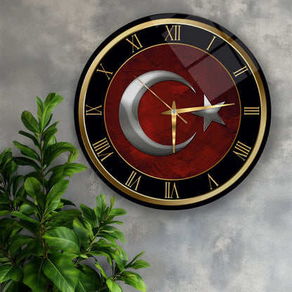 Bayrak Cam Duvar Saati