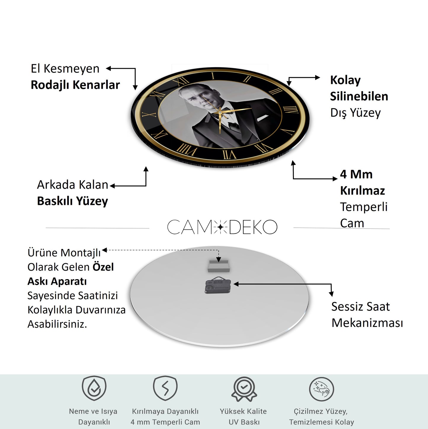 Atatürk Cam Duvar Saati