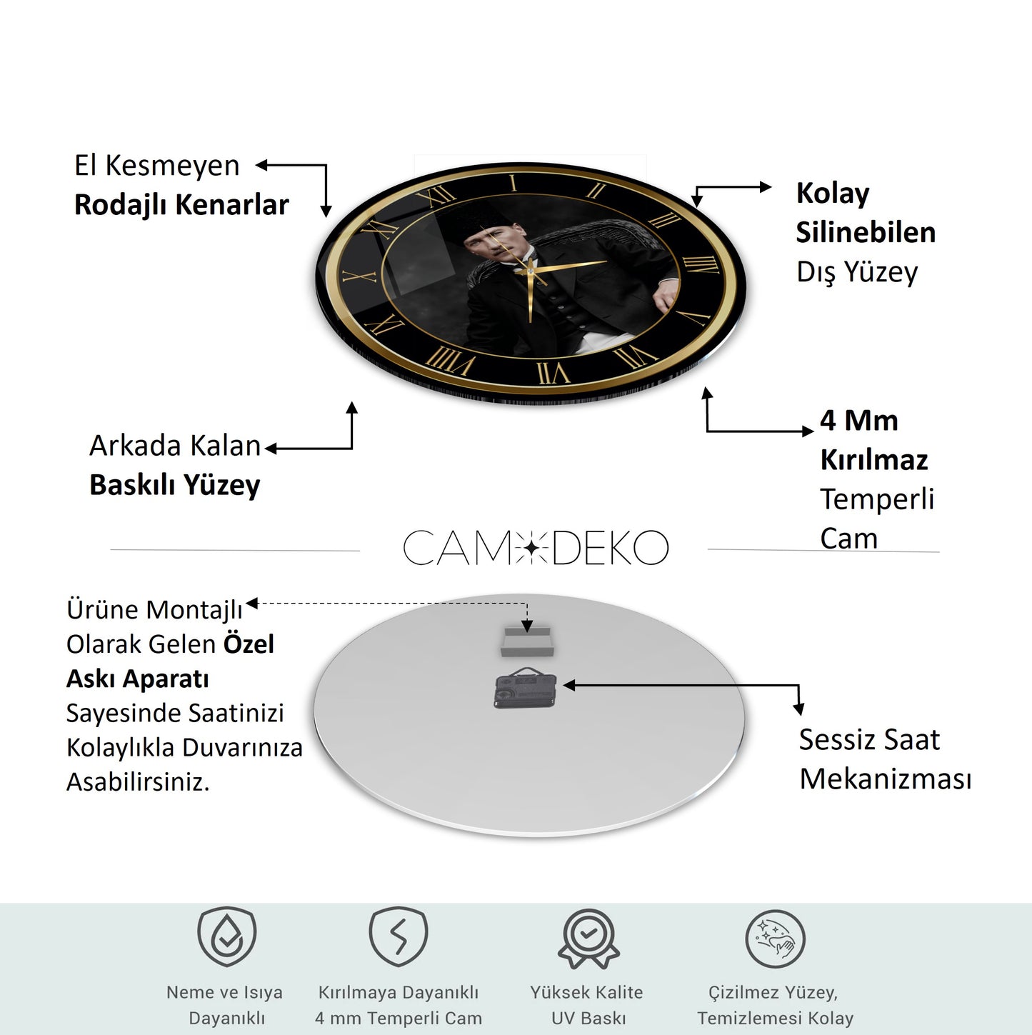 Atatürk Cam Duvar Saati