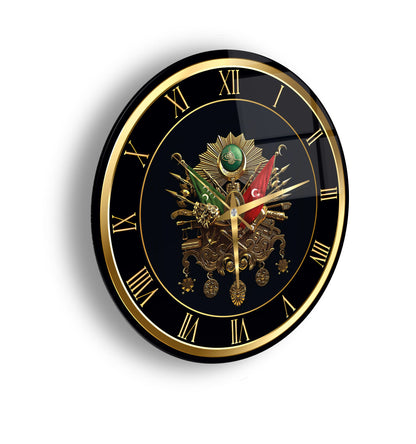 Osmanlı Devlet Arması Cam Duvar Saati