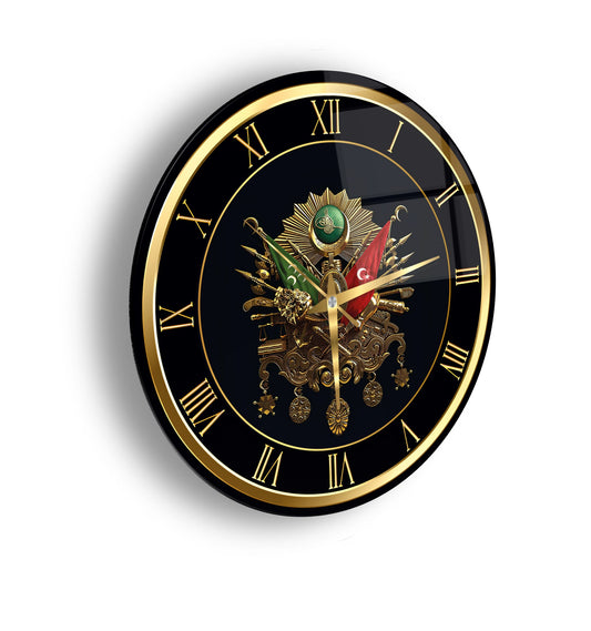 Osmanlı Devlet Arması Cam Duvar Saati