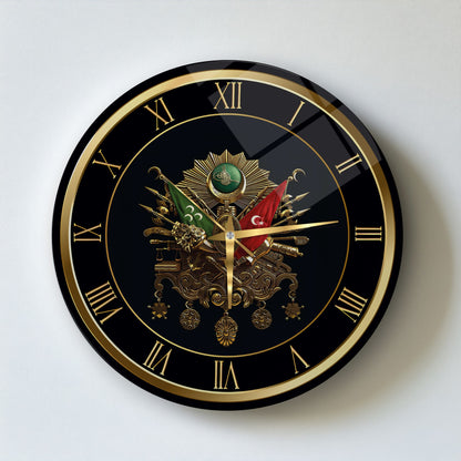 Osmanlı Devlet Arması Cam Duvar Saati