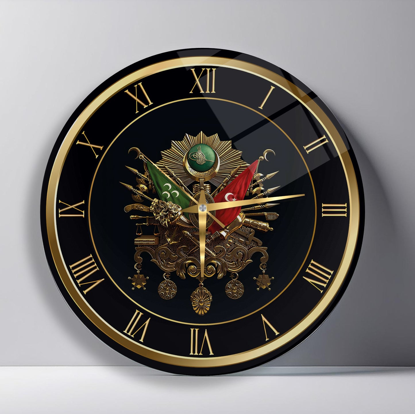 Osmanlı Devlet Arması Cam Duvar Saati