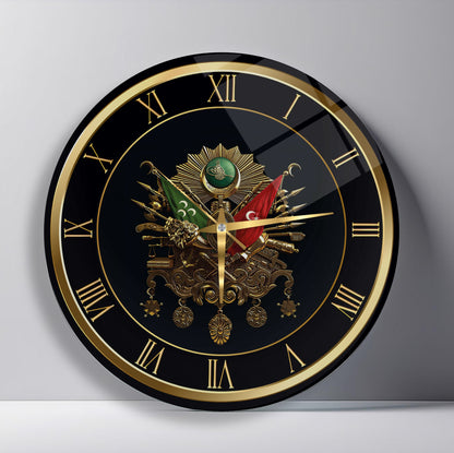 Osmanlı Devlet Arması Cam Duvar Saati