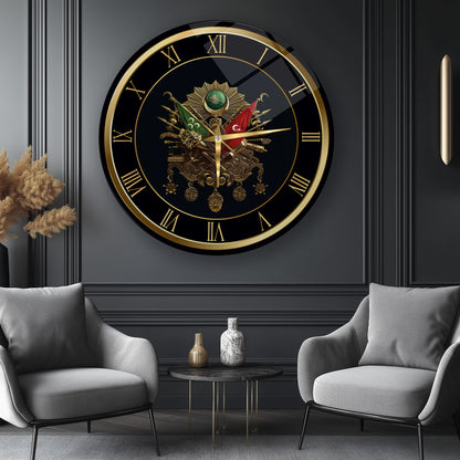 Osmanlı Devlet Arması Cam Duvar Saati