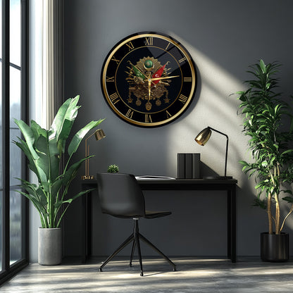 Osmanlı Devlet Arması Cam Duvar Saati