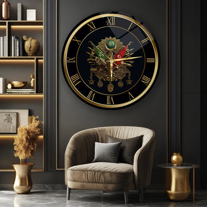 Osmanlı Devlet Arması Cam Duvar Saati