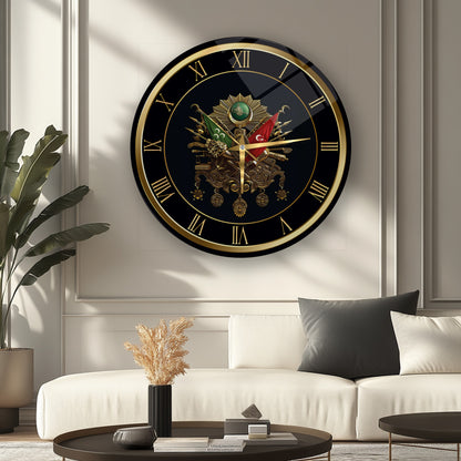 Osmanlı Devlet Arması Cam Duvar Saati