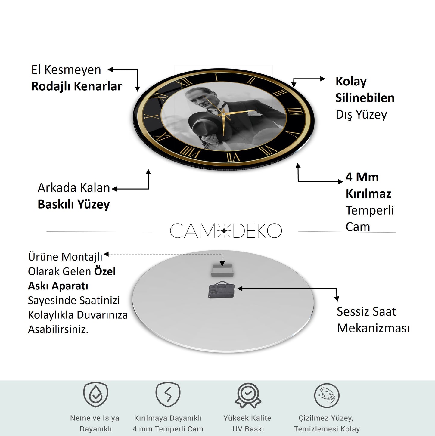 Atatürk Cam Duvar Saati