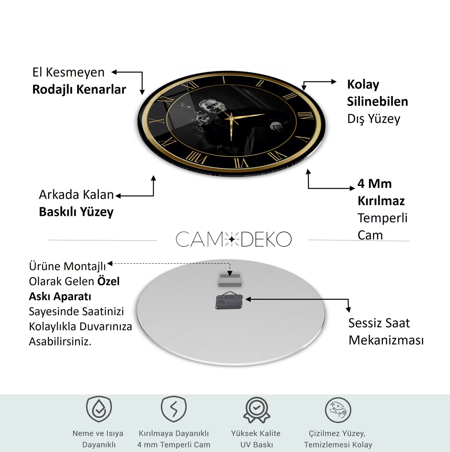 Atatürk Cam Duvar Saati