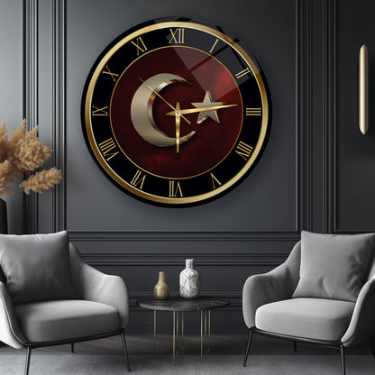 Bayrak Cam Duvar Saati