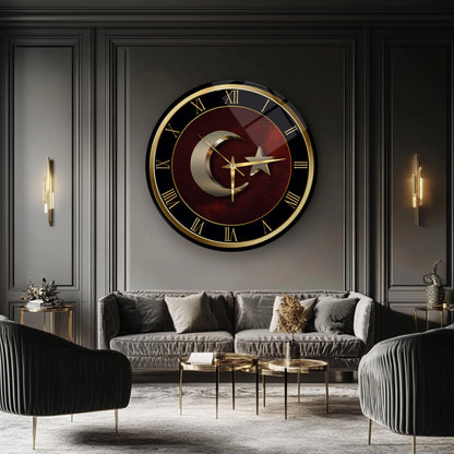 Bayrak Cam Duvar Saati