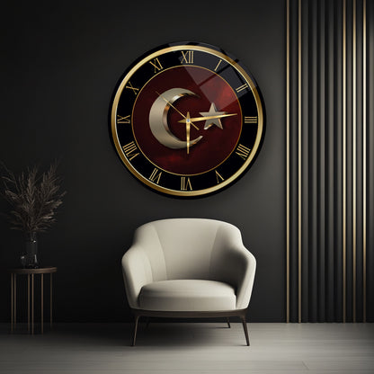 Bayrak Cam Duvar Saati