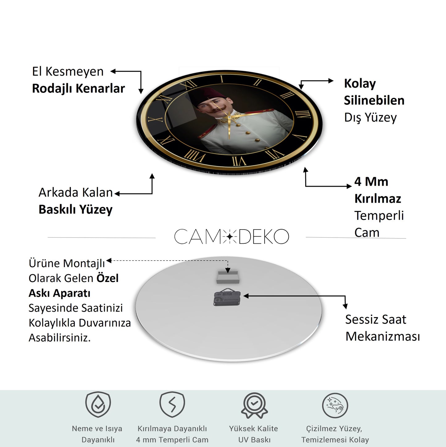 Atatürk Cam Duvar Saati